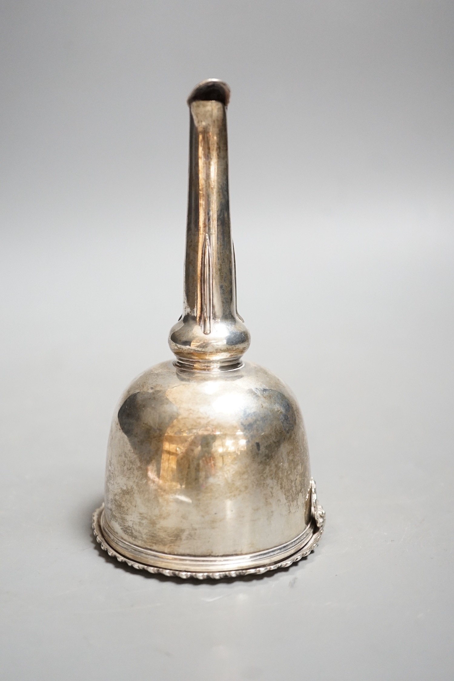 A George III Scottish silver wine funnel, George MacHattie, Edinburgh, 1818, with muslin ring, height 14.4cm.